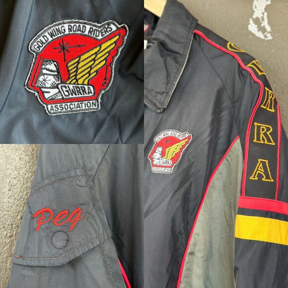 Vintage 90s Y2K Crown GWRRA Gold Wing Peg Men's Large Motorcycle Varsity Jacket - Picture 4 of 11